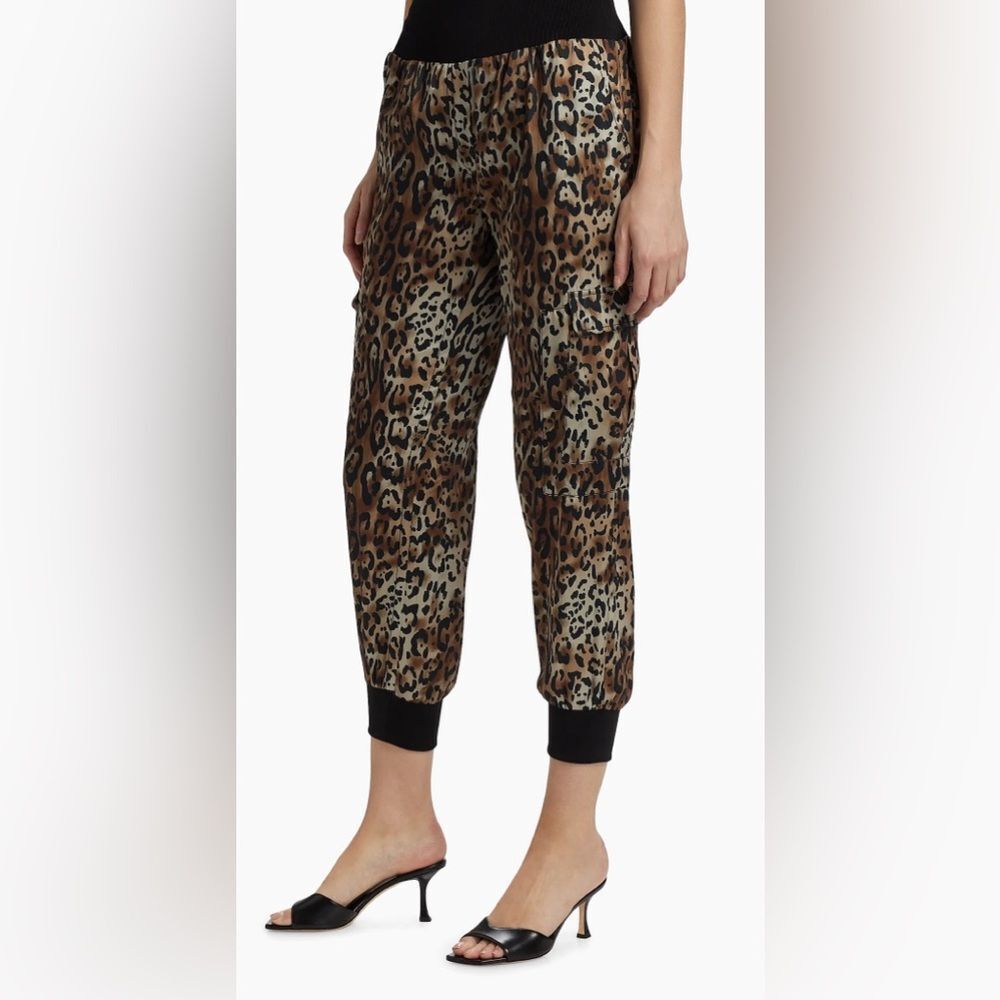 NWT- Cinq a Sept Black Giles Leopard Utility Pants black Sahara size XXS